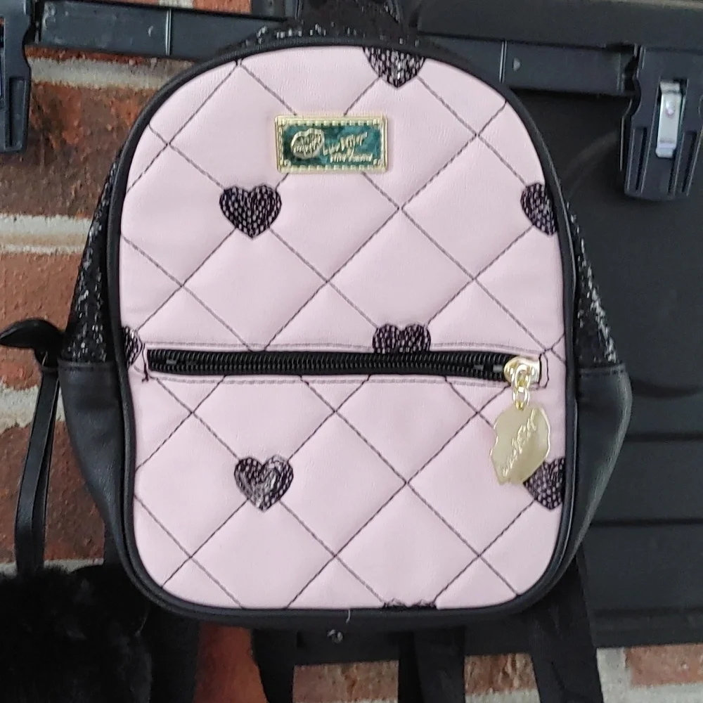 Luv Betsey by Betsey Johnson Quilted and Glitter Mini Backpack (1323)